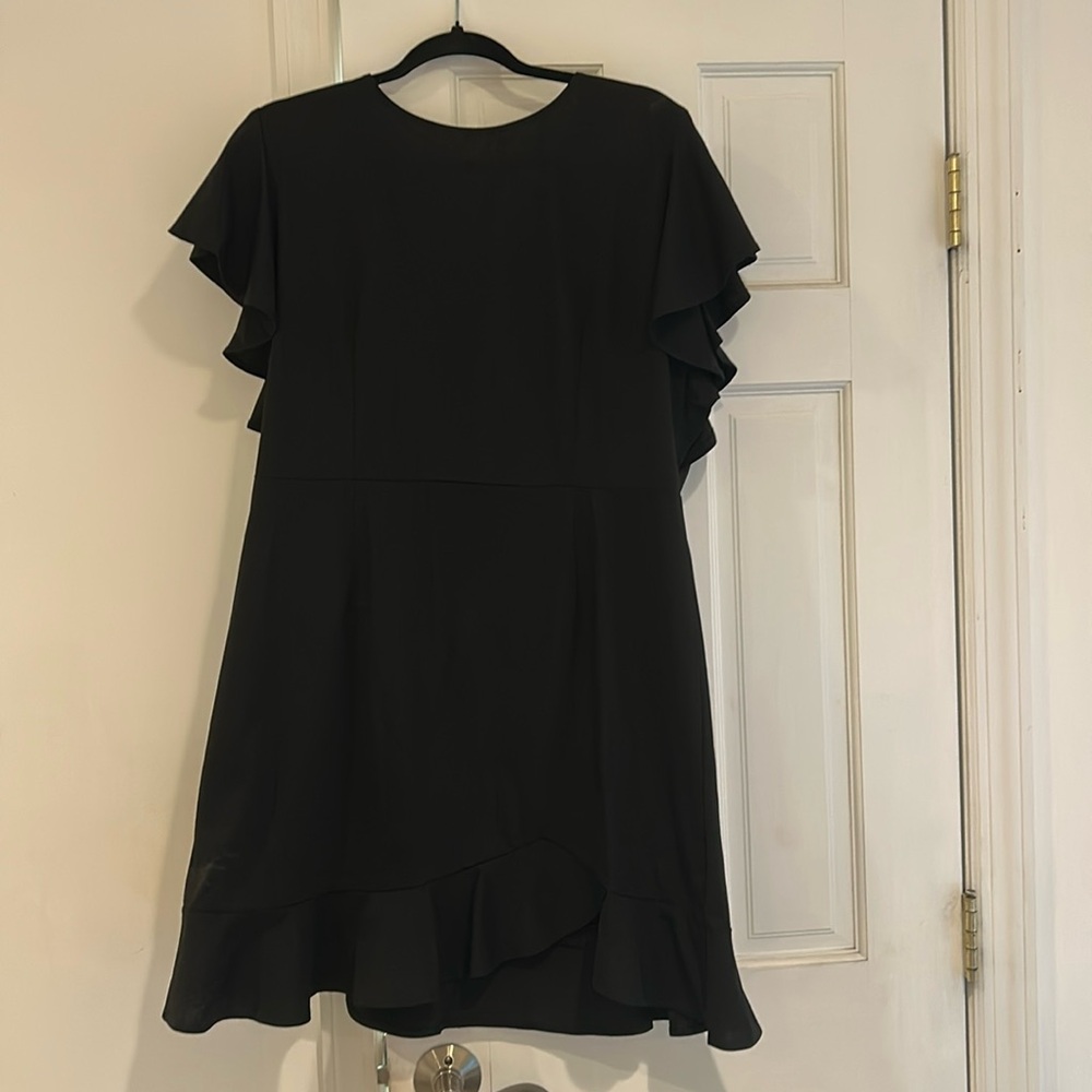 Elegant Black Ruffle Sleeve Mini Dress